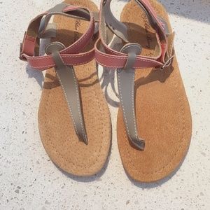 Pink and Grey Strappy Sandals